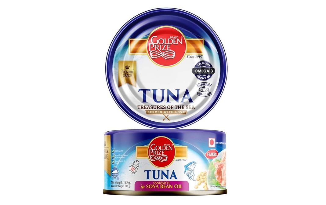 Golden Prize Tuna Sandwich Flakes in Soya Bean Oil   Tin  185 grams